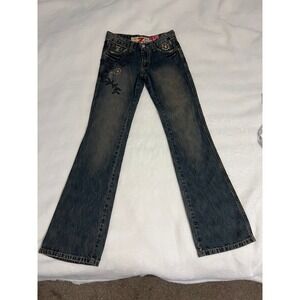 7 For All Mankind The Great China Wall Jeans Cotton Flare Embroidered Y2K VNTG
